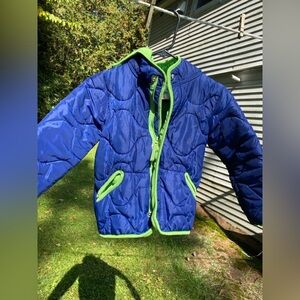 Blue and Green Child’s Fleece Lined Puffer Jacket